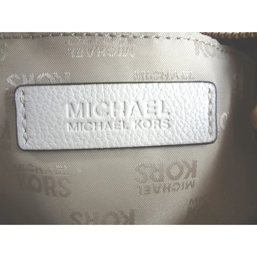 Michael Kors White Leather Hobo‎ Shoulder Bag Gold Tone MK Logo